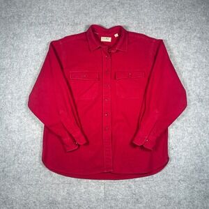 vintage L.L. Bean Chamois Cloth Shirt Womens 16 Red Heavyweight Cotton jacket